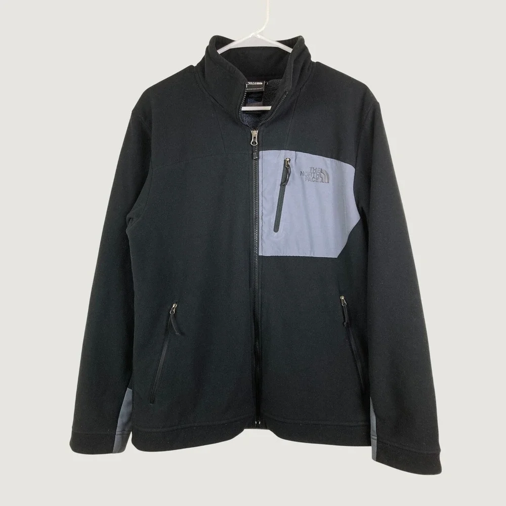 The North Face Fleece Jacket Mens Medium Black Sherpa Lined Full Zip Logo Fall